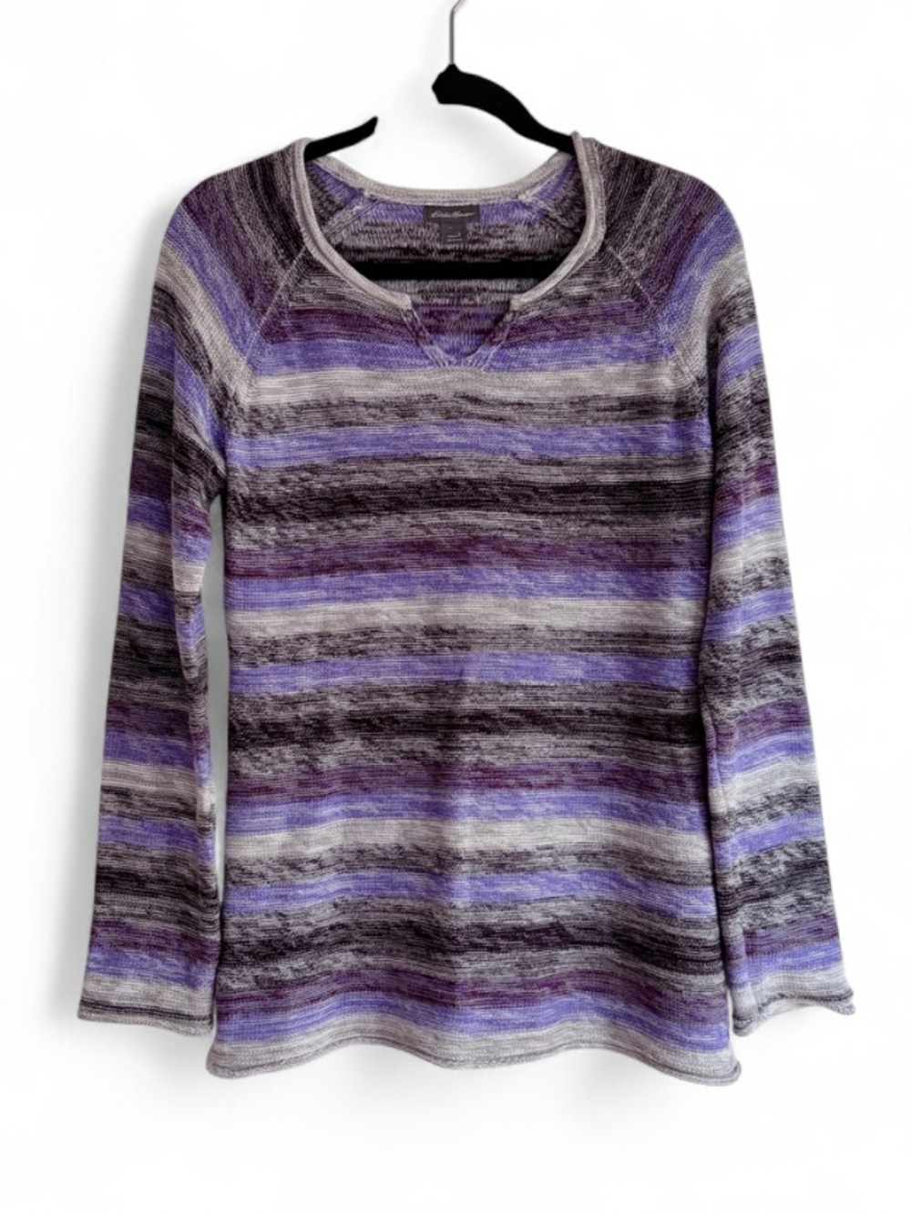 Eddie Bauer 100% Cotton Purple Stripe Sweater Size S